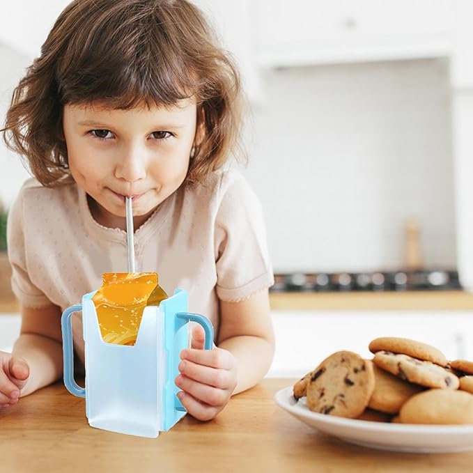 Juice Box Holder - Portable Toddler Drink Pouch Holder, Squeeze Proof Milk Pouch Holder | Reusable Milk Carton Cup Holder, Adjustable Juice Bag Holder, Milk Cup Holder Peerfect for Kids and Toddler