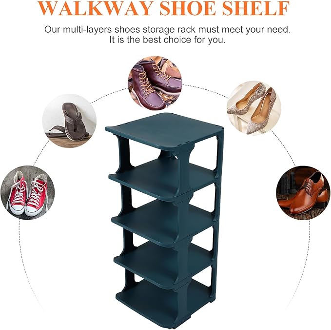 Garneck Multi-layer Plastic Shoe Organizer Rack Sturdy Walkway Storage Shelf for Hallway DIY Combination Compact Space-saving Shoe Holder for Entryway and Closet