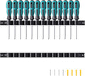 2 Pack Wall-Mounted Screwdriver Organizers with Screws - Heavy-Duty ABS Plastic Tool Holder for Screwdrivers, Wrenches, Piers - Garage Workshop Storage (Black,2 PCS)