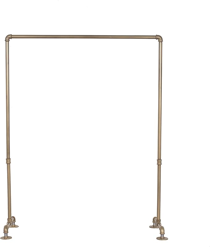 William Roberts Vintage Industrial Pipe Clothing Rack, Heavy Duty Steel Construction, Freestanding Design, Gold Finish (36 Inches Wide)