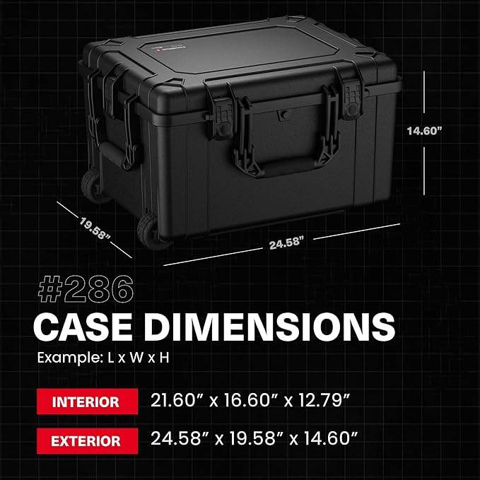 Condition 1 25" Large Rolling Hard Travel Case Model 286, Lockable Storage Box with Wheels and Handle, Waterproof Dustproof TSA Friendly, Made in USA, 24.58"x19.58"x14.60" Tan