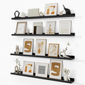 Fun Memories Picture Ledge Shelf, Black Floating Shelves Set of 4, 40 Inch Picture Shelves for Wall with Ledge, Large Nursery Book Shelf for Toys Storage, Living Room, Bedroom Decor Frames