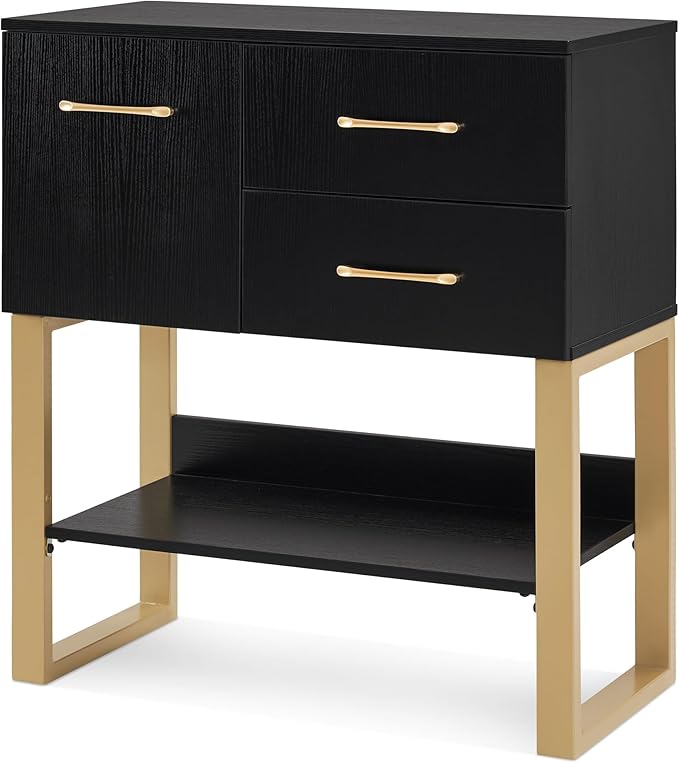 BarberPub Beauty Barber Station, Spa Wall Mount Storage Cabinet, Styling Salon Equipment for Hair Stylist, Bathroom Dresser with Drawers & Shelf 3185 (Black)