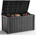 DRATO 200 Gallon Deck Box, Waterproof Resin Large Outdoor Storgae Box for Patio Furniture, Patio Cushions, Gardening Tools, Pool Supplies, Lockable（Black，200 Gallon）