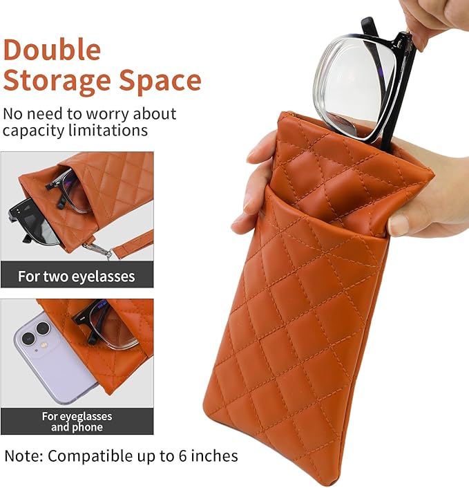 Double Eyeglass Case Soft Dual Glasses Case for Women Men Travel Squeeze Top Sunglasses Cases Eyeglasses Pouch