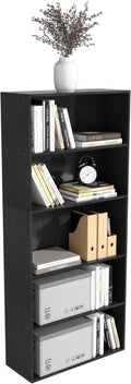 5 Tier book shelf,5 Cube Storage Organizer,5 Tier Cube Low Bookcase Freestanding Storage Display Organizer, 54 Inch Versatile Cubes Shelf and Cubby Storage for Any Space (Black, 5 Cube-W(23.6inch)