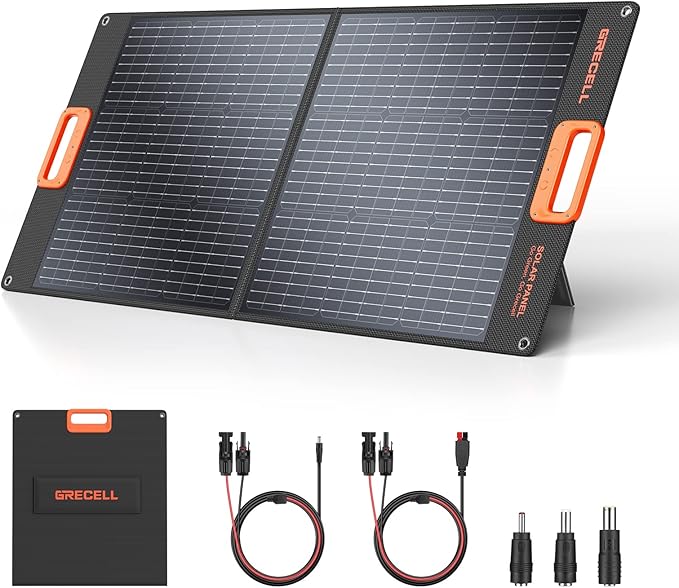 500W Portable Power Station with 100W Solar Panels 519Wh Solar Generator Outdoor Backup Lithium Battery Pack Power Supply with AC Outlet 110V for Tent Camping Home Emergency Traveling RV Trip