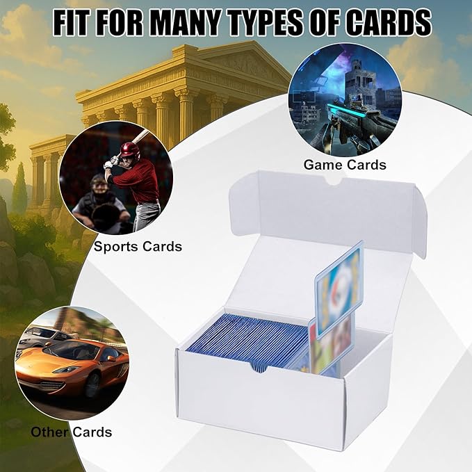 Toploader Trading Card Storage Box, 10-Pack 100 Count White Corrugated Cardboard Bulk Sports Top Loaders Storage Box for TCG/Magic/Mtg Basketball Cards, Collectible Trading Card Organizer