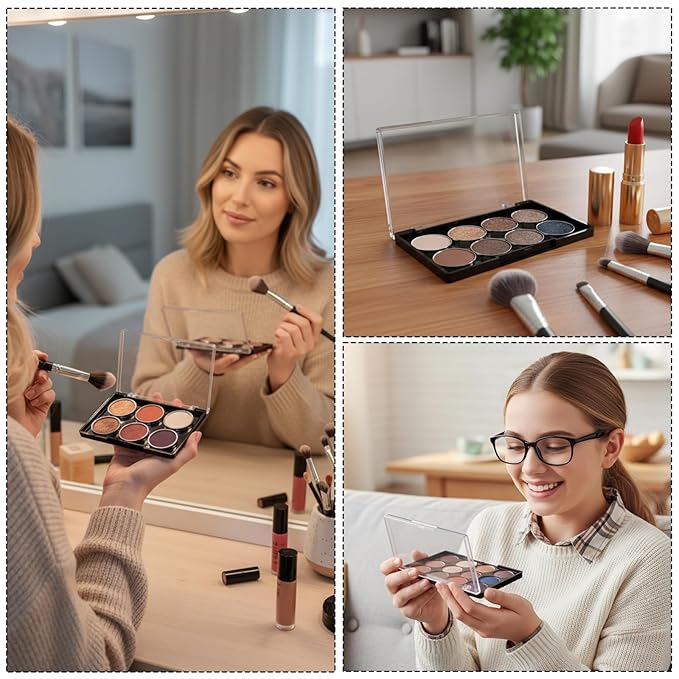 2 Pack Black Base Clear Lid Magnetic Eyeshadow Palette for Makeup Artists, Empty Eyeshadow Palette, Magnetic Makeup Palette Empty, DIY Cosmetic Organizer