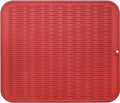 Silicone Dish Drying Mat for Multiple Usage,Easy clean,Eco-friendly,Heat-resistant Silicone Mat for Kitchen Counter or Sink,Refrigerator or Drawer Liner Red XL 18 inches x 16 inches