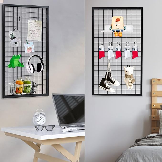 Eastern Tree Metal Grid Wall Panels, Black Wire Grid Panel, Gridwall Display Stand, Heavy Duty Gridwall Panels for Retail Display - 3pcs