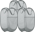 BATTOO 3 Pack Collapsible Laundry Basket Strong Mesh Pop Up Laundry Hamper for Laundry Foldable Hampers with Side Pocket Reinforced Handles for Bathroom, Kids Room, College Dorm or Travel Grey
