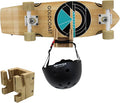 COR Surf Skateboard and Snowboard Wall Mount | Bamboo Skateboard Rack with Extra Storage Hook for Helmet or Bag