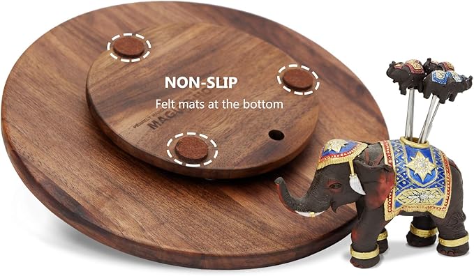 12 Inches Black Walnut Wood Lazy Susan, Solid Wooden Round Kitchen Turntable Rotating Tray