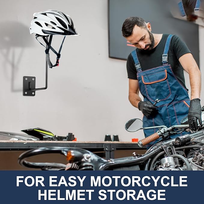 6 Pack Helmet Hanger Wall Mount Motorcycle Helmet Rack Metal Ball Holder for Basketball Volleyball Football Multifunctional Display Hook Stand for Cap Hat Wig Riding Jacket Coat