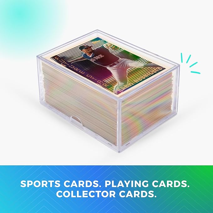 20 Pack Clear Acrylic Card Storage Boxes with Lids – 3 1/2" L x 2 1/2" W x 2" H Baseball Card Storage Box, Sports Card Boxes and Magic Card Storage Box, Playing Card Case – Made in USA