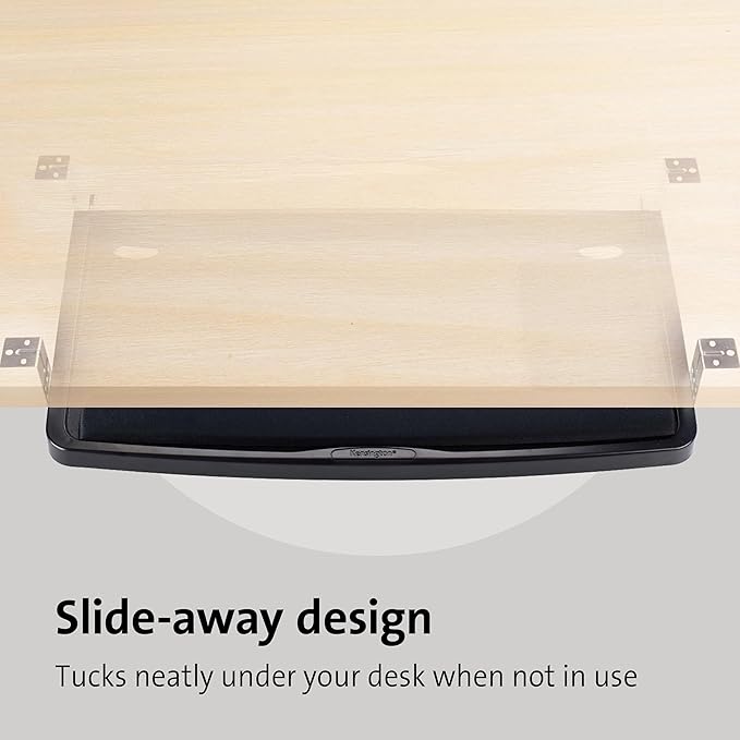 Kensington Keyboard Tray Under Desk, SmartFit Ergonomic Slide-Out Keyboard Drawer with Cable Management, Extra-Wide Height Adjustable Keyboard Holder, 24.5" x 11.75", Black K60004US