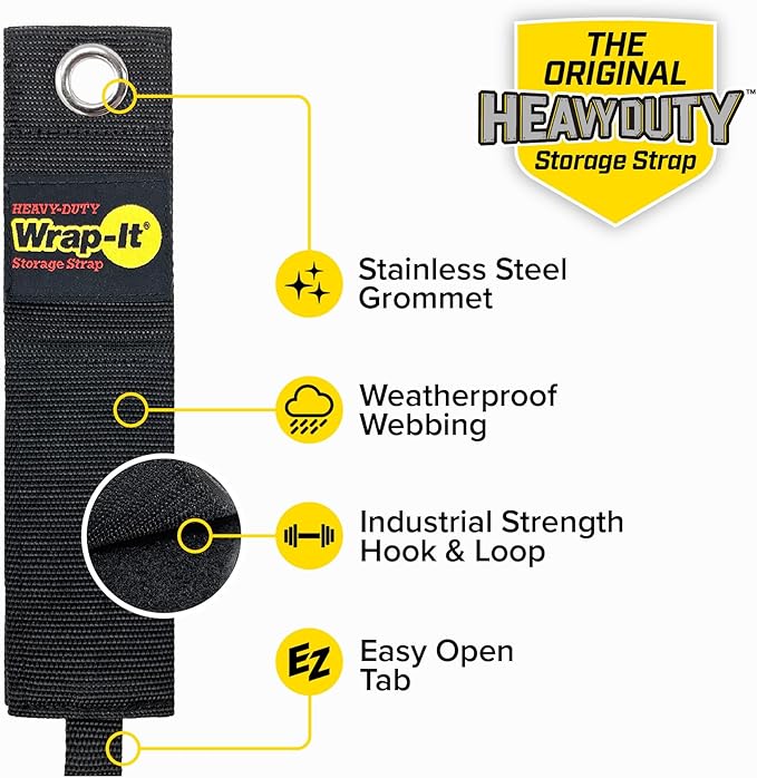Heavy-Duty Wrap-It Storage Straps, 22" (2 Pack) - Hook and Loop Organizer Hanger for Extension Cords, Cables, Hoses, Rope and More for Garage, Home, Shop, Boat and RV Organization