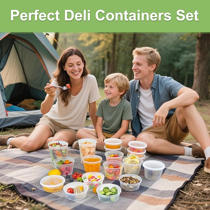 40 Sets (80-Piece) Deli Containers with Lids 32 oz, Leak-Proof & BPA Free Airtight Takeout Plastic Food Storage Containers for Soup, Freezer/Microwave/Dishwasher Safe