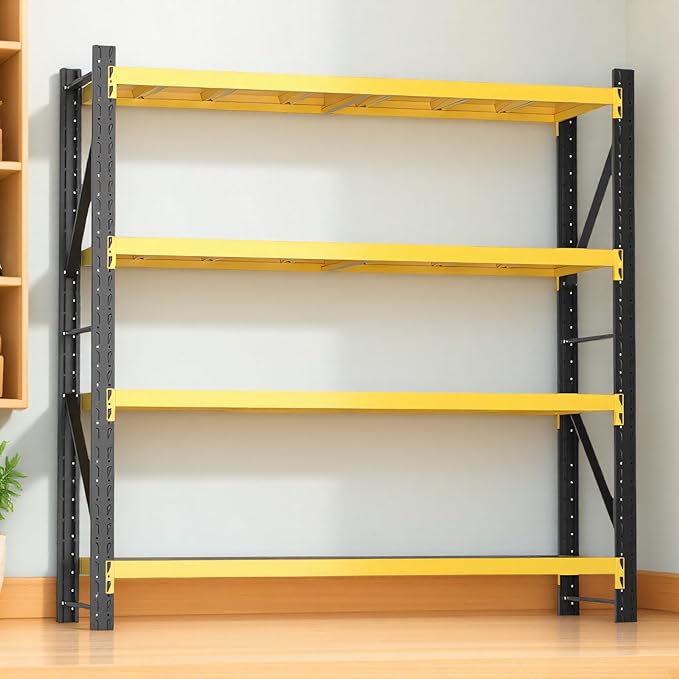 torage Shelves,Garage Shelving Heavy Duty Metal Adjustable Garage Shelves, Shelving Units Industrial Shelving for Warehouse (Yellow and Black, W59.1*D19.7*H78.7)