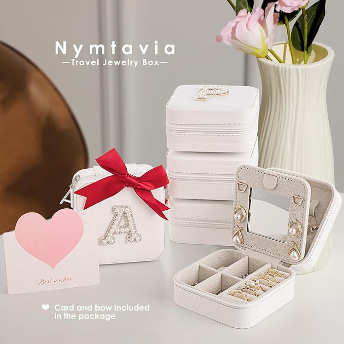 Birthday or Graduation Gift Box for Women - Initial Jewelry Case, Travel Jewelry Organizer for Wife, Girlfriend or Bridesmaid