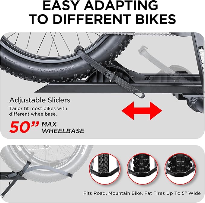 200LBS Foldable Aluminum 2-Ebike Carrier with Ramp for Bikes and Electric Bike, Car SUV Truck Van RV and Trailer