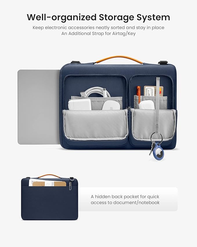 tomtoc 360 Protective Laptop Shoulder Bag for 15 Inch New MacBook Air M4 M3/A3114 M2/A2941 2025-2023, 15 Inch Microsoft Surface Laptop 6/5, Water-Resistant Accessory Case for MacBook Pro A1990 A1707