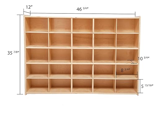 Contender 25 Cubby Birch Plywood Tray Storage Cabinet, Office and Homeschool Organizer for Toys, Books, Art and Craft Supplies, Greengaurd Gold Certified