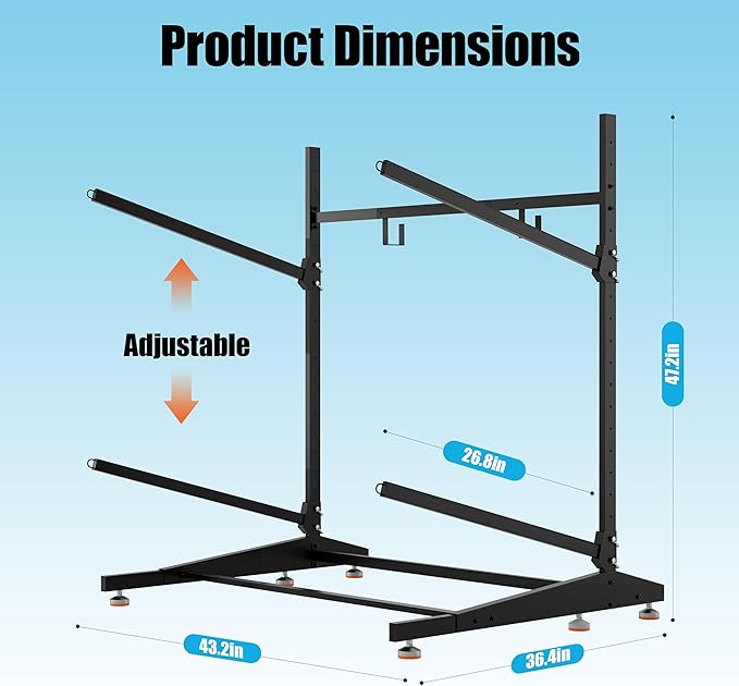 Kayak Storage Rack, Freestanding Outdoor Canoe Rack, Reinforced, Thickened, and Enhanced Rust Resistance, Holds 220 lbs, for Safe Garage and Outdoor Canoe Storage(2-Tier, Black)