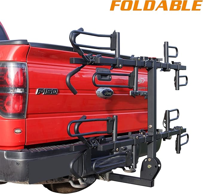 Young 4-Bike Rack Hitch Mount Platform Style Carrier for Cars Trucks SUVs Minivans with 2" Hitch Receiver, 4 Bikes X 40 lbs (160 lbs Total) Load Capacity for 2" Receiver