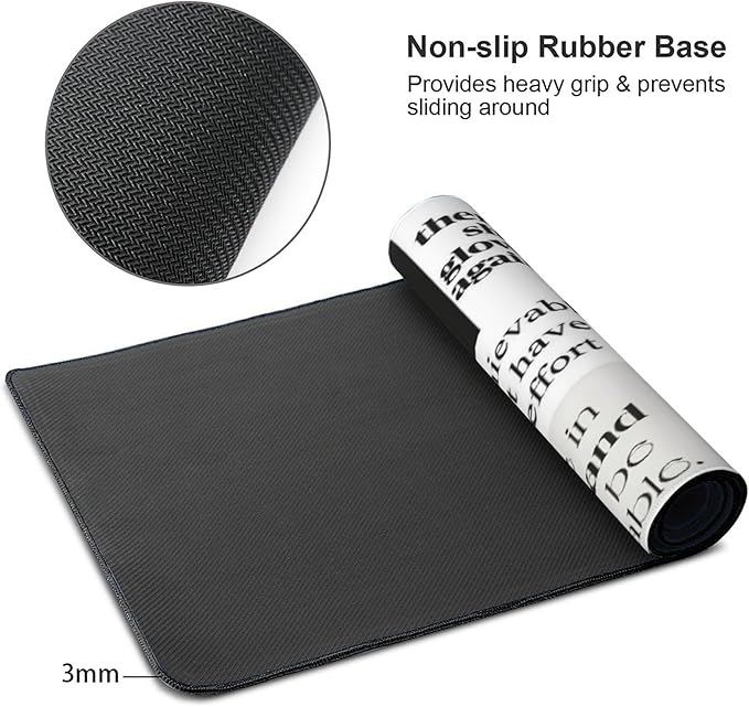 Inspirational Quotes Large Mouse Pad, Cool Gaming Desk Mat, XXL Keyboard Desk Pad Mat for Desktop, 35.4"x15.7" Non-Slip Base Big Mousepad with Stitched Edges