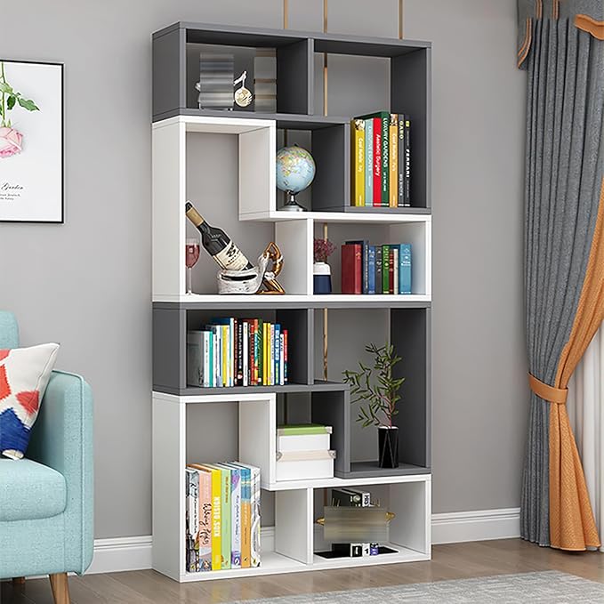 Expandable Bookcase with Adjustable Width,Wooden Room Divider Bookshelf,Standing Display Storage Organizer for Living Room,Study Room or Home Office