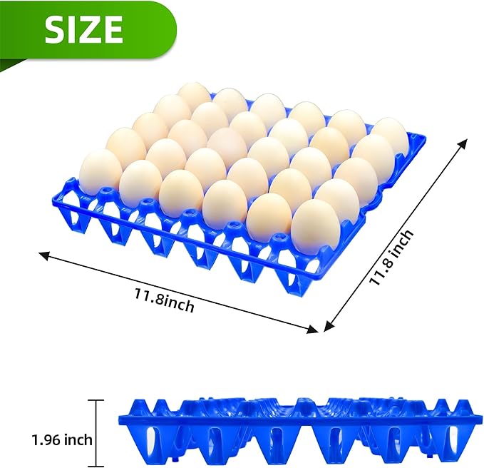 8-Pack Plastic Egg Tray Egg Crate, 30-Egg Flats for Home Chicken Farmers, Stackable & Durable, Great for Storing, Sorting & Shipping, and Reusable