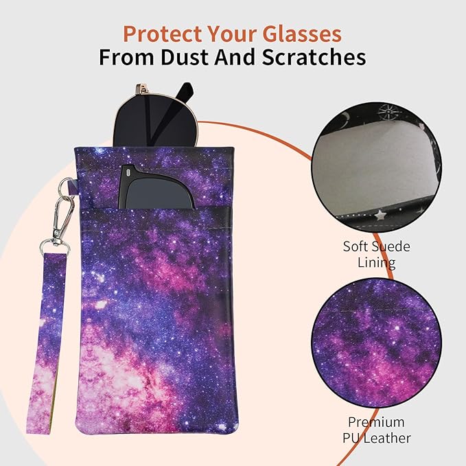 Double Eyeglass Case Soft Dual Glasses Case for Women Men Travel Squeeze Top Sunglasses Cases Eyeglasses Pouch