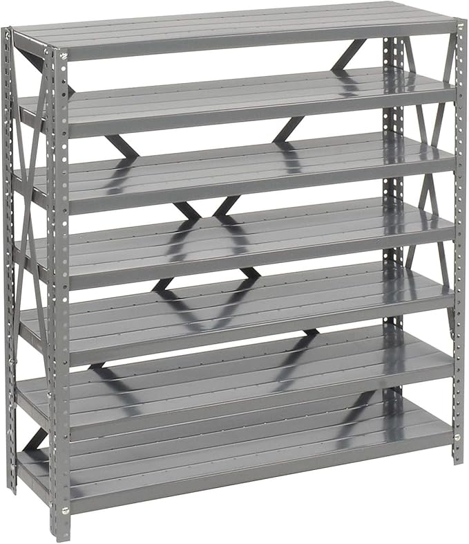 Global Industrial 7 Shelf Steel Shelving with (36) 4" H Plastic Shelf Bins, Gray Frame & Yellow Bins, 36" W x 12" D x 39" H, Industrial or Commercial Storage, Assembly Required