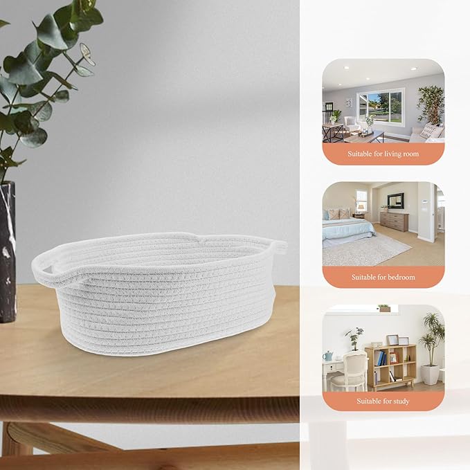 BESPORTBLE 2pcs Small Woven Cotton Rope Baskets with Handles Portable Decorative Storage Bins for Clothes Home Organization Shelves and Closets