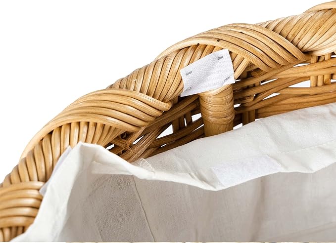 The Basket Lady Round Wicker Laundry Hamper, Extra Large, 23 in Dia x 28 in H, Sandstone