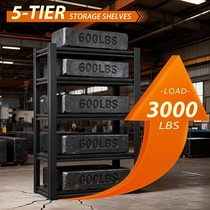 Heavy Duty Storage Shelves Unit, Adjustable Metal Garage Shelving,3500LBS Garage Storage Industrial Shelves,Storage Racks,Steel Shelf Suitable for Shop,Warehouse,Basement
