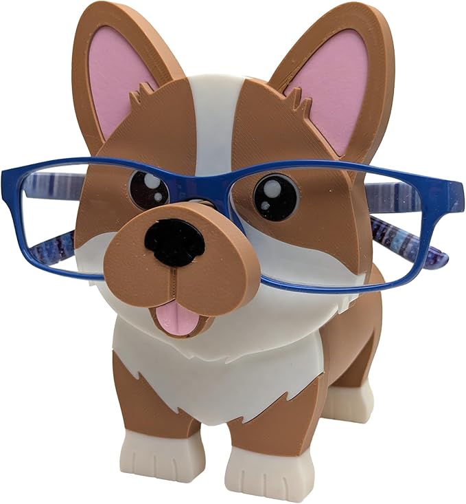 RedFive Corgi Eyeglass Holder Stand – Cute 3D Printed Dog Glasses Holder for Desk or Nightstand – Fun Gift for Corgi Lovers, Pet Owners, and Dog Moms – Handmade in Michigan USA