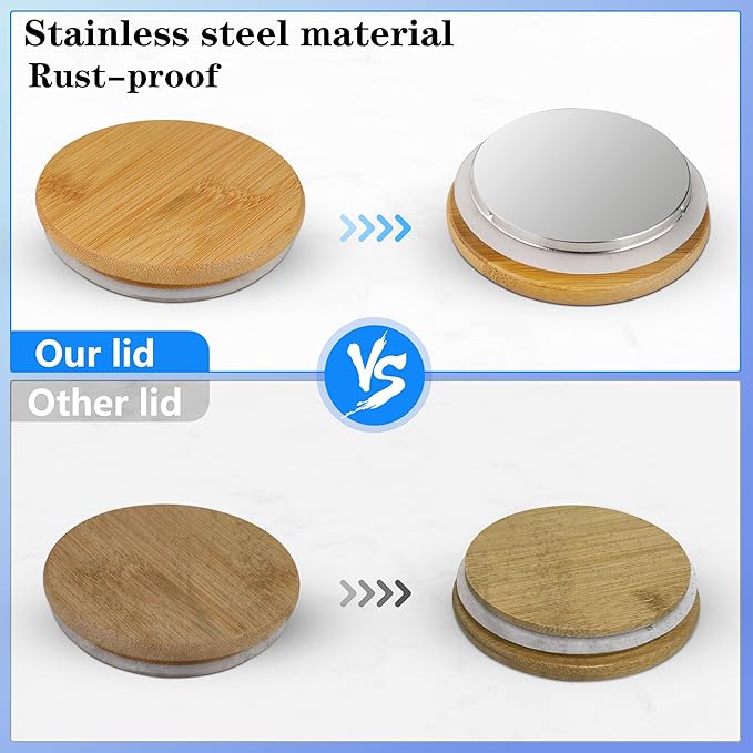 3 Pack 50 oz Laundry Detergent Dispenser Set with Bamboo Lids and Handles - Liquid Laundry Containers
