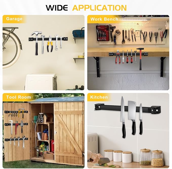 DGSL Magnetic Tool Holder Strip 4 Pack, 12 In Heavy Duty Tool Organizer Magnetic Strip, Tool Magnet Bar For Garage Tool Organization