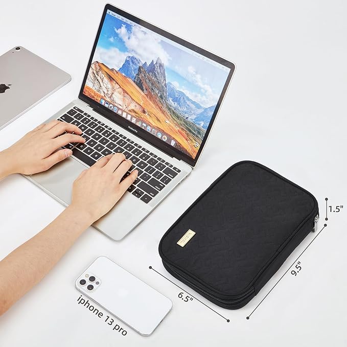 NISHEL Travel Cord Organizer Case, Tech Electronic Bag, Essentials for Charger, Cable, Phone, Hard Drive, USB, SD Card, Black