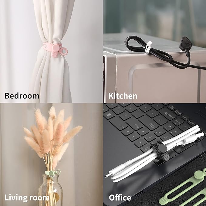 Silicone Cable Straps,10PCS 7.1"Cord Ties, Reusable Cable Ties，Travel Cord Organizer，Wire Organizer Ties for Kitchen,Home,School,Bundle Storage for Cables Etc（5 Colors）