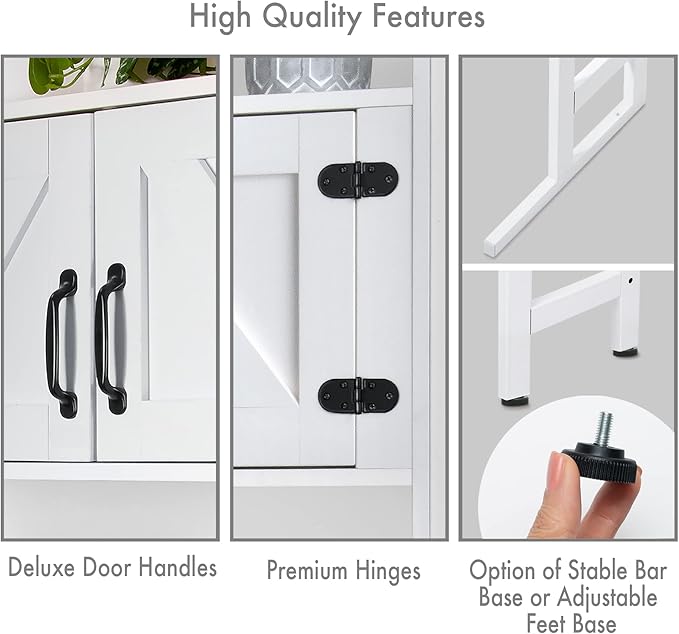 Over The Washer or Over The Toilet Storage Cabinet w/Height Adjustable Shelf Laundry Room/Bathroom Organizer Rack, 2-Door Freestanding Rack Space Saver, White