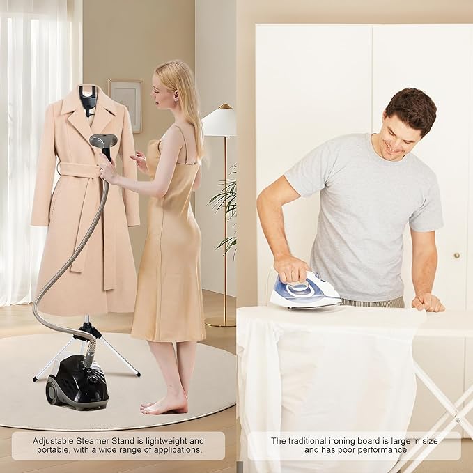 Adjustable Steamer Stand for Clothes, Portable Steamer Rack for Clothes, Steam Iron Stand (BLACK)