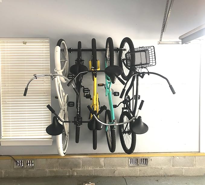 StoreYourBoard Bike Storage Rack – Heavy Duty Garage Bike Rack for 5 Bicycles, Space-Saving Vertical Bike Rack, Adjustable Wall Bike Mount for Garage Organizer, Bicycle Hanger, Holds 300 lbs