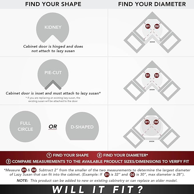 Rev-A-Shelf 2 Tier Pie-Cut Lazy Susan for Corner Base Cabinets, Plastic, 24" Double Shelf Swivel Kitchen Spice/Can Organizer, Almond, 6942-24-15-52