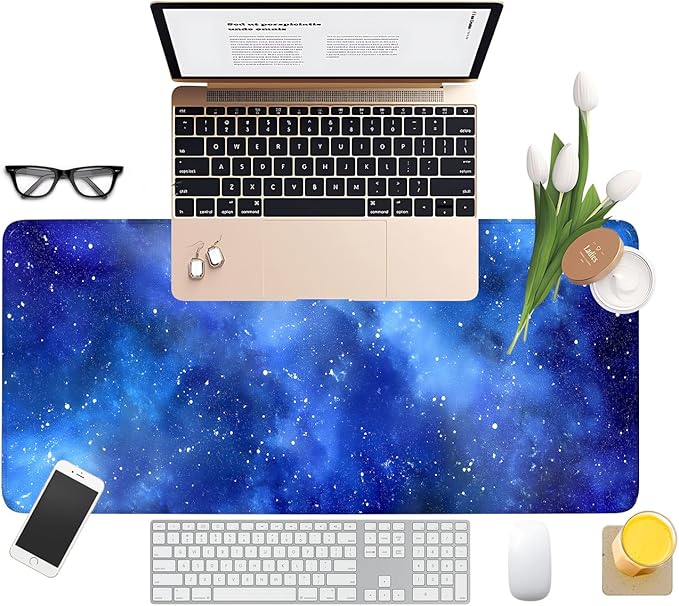 Starry Sky Gaming Mouse Pad 31.5"x11.8"Desk Mat Anti-Slip Rubber Base & Durable Stitched Edges for Gamers Smooth Mouse Writing Surface for Desk Office/Home
