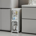 2-Tier Tall Narrow Storage Cabinet, Slim Bathroom Storage Cabinet with Adjustable Shelves and Wheels, Narrow Organizer for Small Space, Bathroom, Kitchen, Laundry