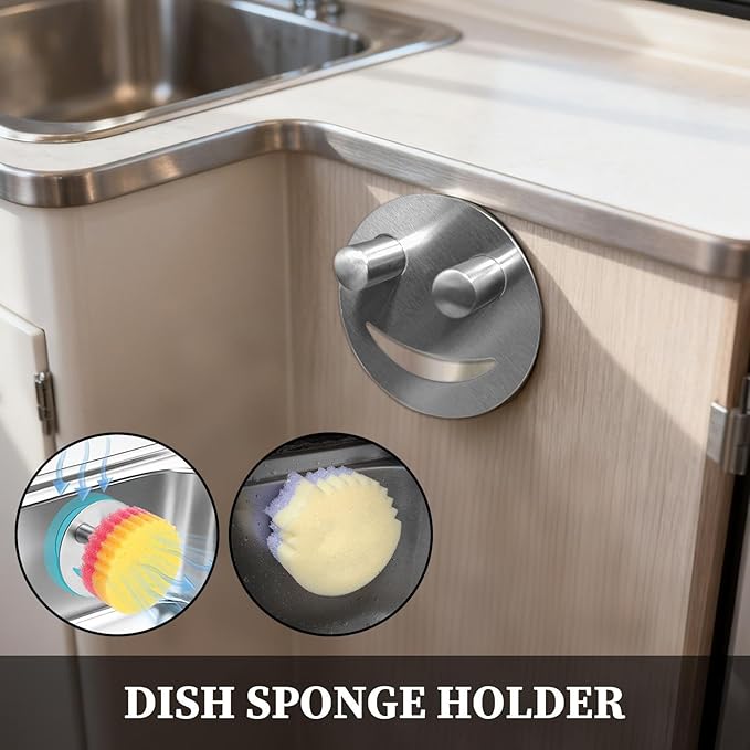Sponge Holder For Kitchen Sink, Strong Suction Cup Mount, 7.6x2cm, Stainless Steel Organizer Rack, Suction Cup Dish Sponge Holder, Rust-Resistant Sink Caddy, For Cleaning Cloths Scrubber Pads Home